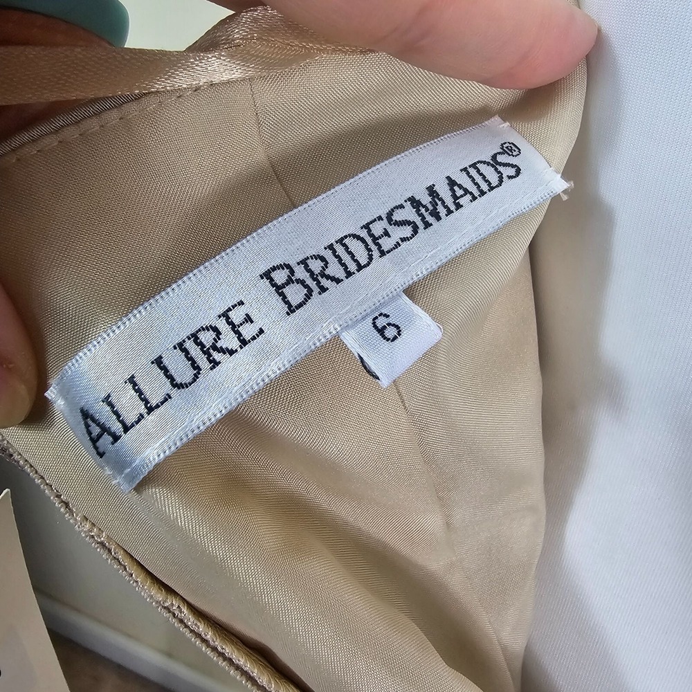 Allure Sweetheart Halter Floor Length Dress 6 Beige Formal Bridesmaids Wedding - Picture 8 of 12